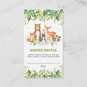 Tarjeta De Recepción Woodland Animals Greenery Forest Boy Diaper Raffle