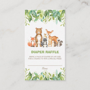 Tarjeta De Recepción Woodland Animals Greenery Forest Boy Diaper Raffle