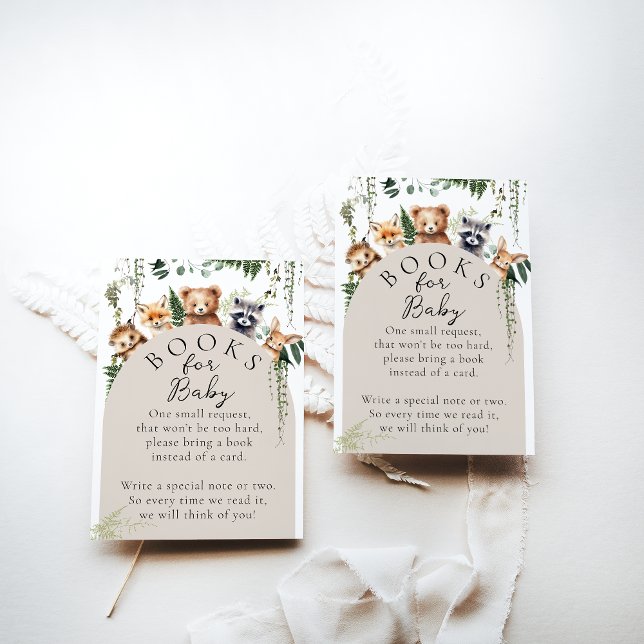Tarjeta De Recepción Woodland Animals libro de Baby Shower moderno (Subido por el creador)