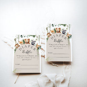 Tarjeta De Recepción Woodland Animals Modern Baby Shower Diaper