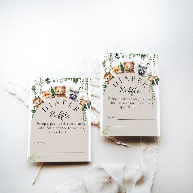 Tarjeta De Recepción Woodland Animals Modern Baby Shower Diaper (Subido por el creador)