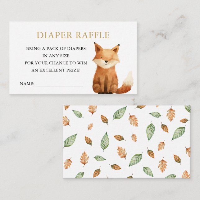 Tarjeta De Recepción Woodland Animals rústico Diaper Raffle ducha de be (Anverso / Reverso)