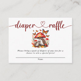 Tarjeta De Recepción Woodland Autumn Hedgehog Baby Shower Diaper Raffle