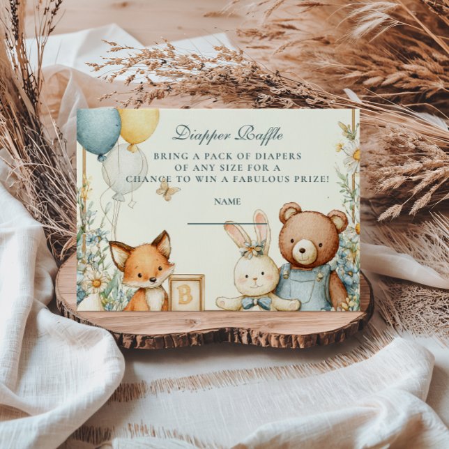 Tarjeta De Recepción Woodland Baby Friends Diapper Raffle (Subido por el creador)