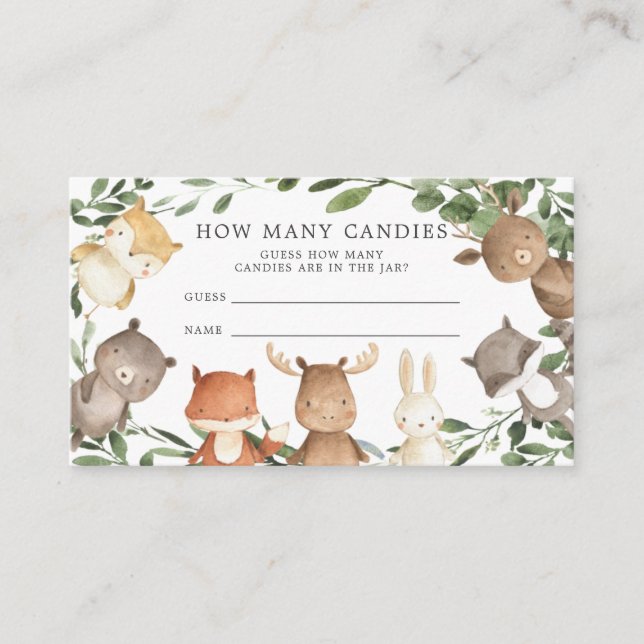 Tarjeta De Recepción Woodland Baby Shower adivina cuántos cangrejos (Anverso)