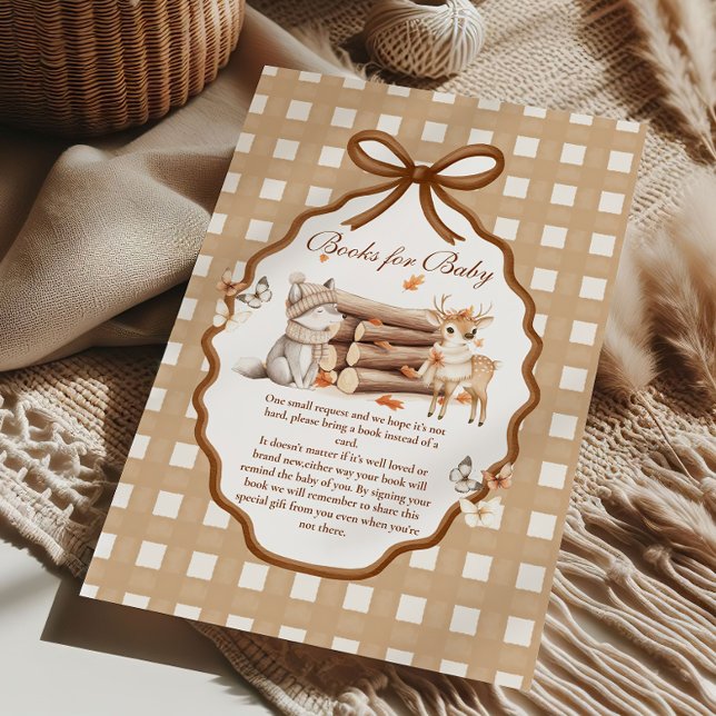 Tarjeta De Recepción Woodland Baby Shower Gingham Books para el bebé En (Subido por el creador)
