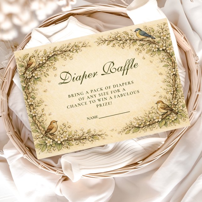Tarjeta De Recepción Woodland Birds Storybook Diapper Raffle (Subido por el creador)