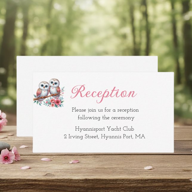 Tarjeta De Recepción Woodland Boho Rustic Owl Wedding Reception (Subido por el creador)