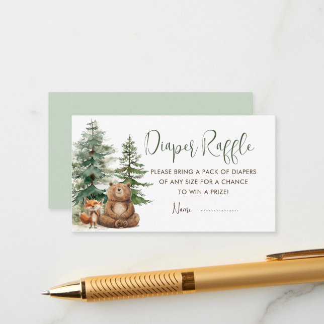 Tarjeta De Recepción Woodland Boy Adventure Baby Shower Enclosure Card (Anverso/Reverso In Situ)