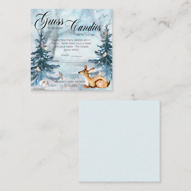 Tarjeta De Recepción Woodland Boy Baby Shower adivina caramelos en jueg (Anverso / Reverso)