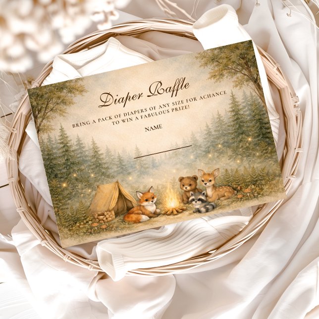 Tarjeta De Recepción Woodland Campfire Diapper Raffle (Subido por el creador)