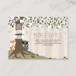 Tarjeta De Recepción Woodland Creations Baby Boy Diaper Raffle