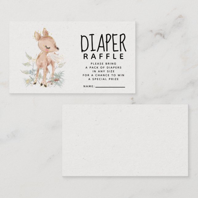Tarjeta De Recepción Woodland Deer Baby Shower Diaper Raffle (Anverso / Reverso)