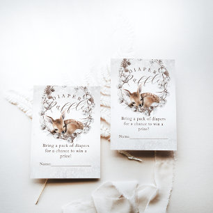 Tarjeta De Recepción Woodland Deer Winter Diaper Raffle Baby Shower