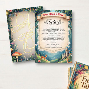 Tarjeta De Recepción Woodland Enchanted Forest Castle Fairytale Boda