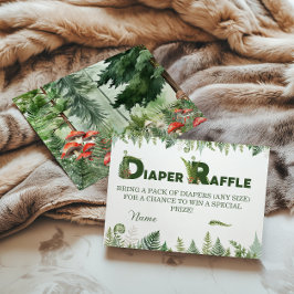 Tarjeta De Recepción Woodland Fern & Mushroom Diaper Raffle Forest