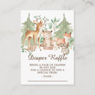 Tarjeta De Recepción Woodland Forest Animals Baby Diaper Raffle
