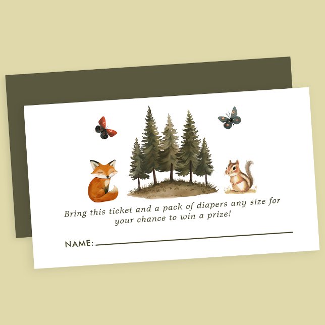 Tarjeta De Recepción Woodland Forest Animals Baby Shower Diaper Raffle (Subido por el creador)