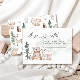 Tarjeta De Recepción Woodland Forest Animals Baby Shower Diaper Raffle