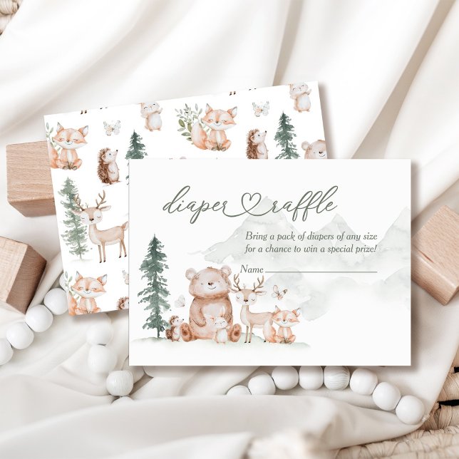 Tarjeta De Recepción Woodland Forest Animals Baby Shower Diaper Raffle (Subido por el creador)