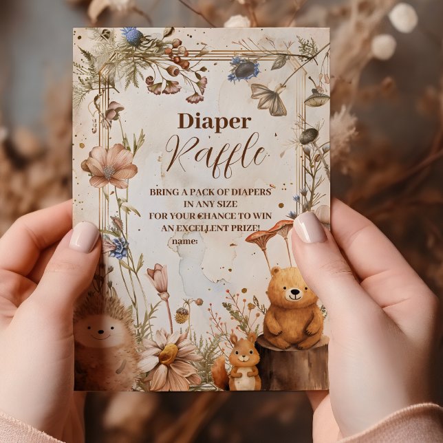 Tarjeta De Recepción Woodland Forest Animals Baby Shower Raffle Diapper (Subido por el creador)