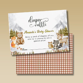 Tarjeta De Recepción Woodland Forest Animals Diaper Raffle Baby Shower