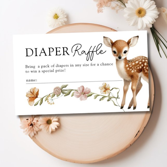 Tarjeta De Recepción Woodland Forest Animals Diaper Raffle Baby Shower (Woodland Forest Animals Diaper Raffle Baby Shower Enclosure Card)