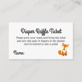 Tarjeta De Recepción Woodland Fox Baby Shower Diaper Raffle Ticket