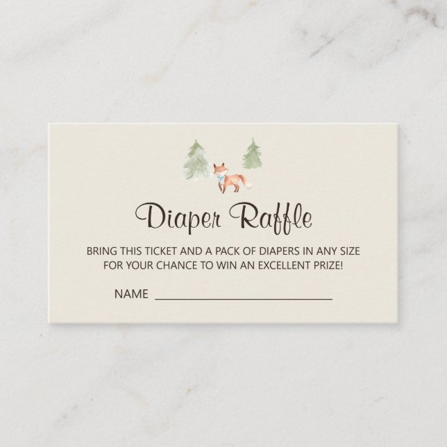 Tarjeta De Recepción Woodland Fox Boy Baby Shower Diaper Raffle