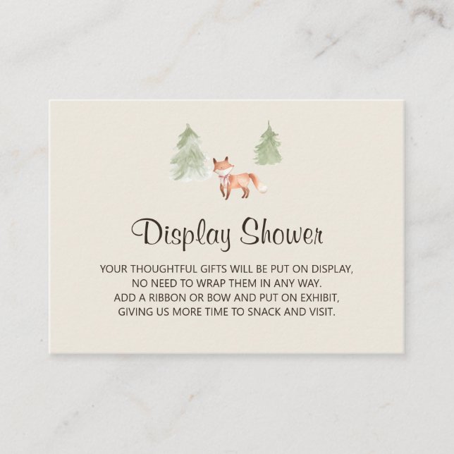 Tarjeta De Recepción Woodland Fox Chica Baby Display Shower (Anverso)