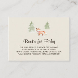 Tarjeta De Recepción Woodland Fox Chica Baby Shower Book Request