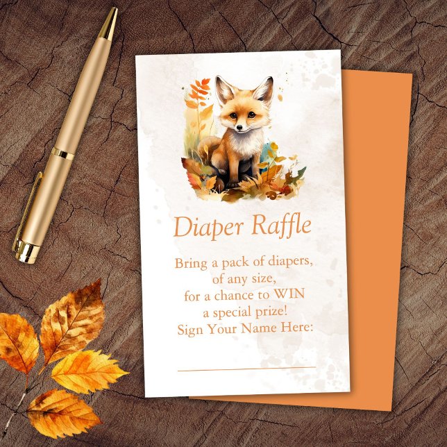 Tarjeta De Recepción Woodland Fox Diaper Raffle Ticket (Subido por el creador)
