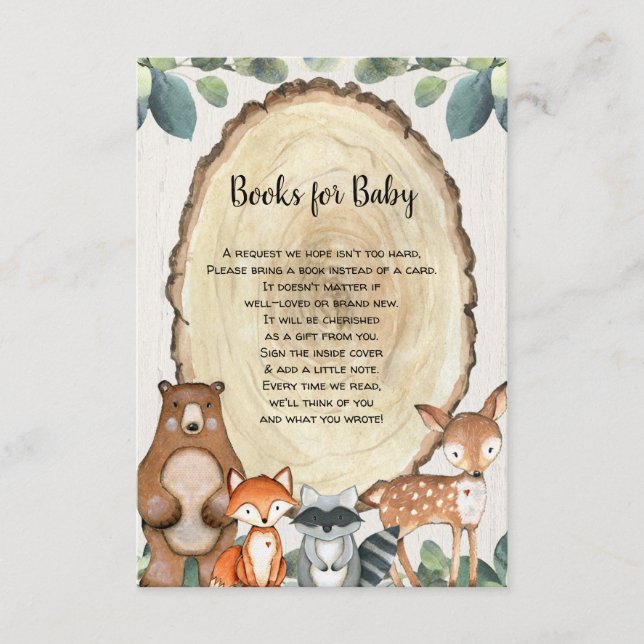 Tarjeta De Recepción Woodland lindo libro de animales solicitud ducha d (Anverso)