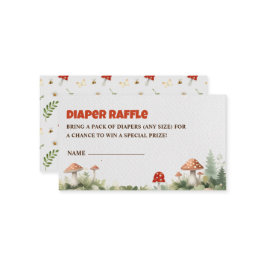 Tarjeta De Recepción Woodland Mushroom Baby Shower Diaper Raffle