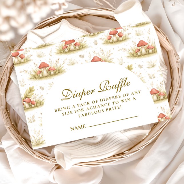 Tarjeta De Recepción Woodland Mushroom Storybook  Diapper Raffle (Subido por el creador)