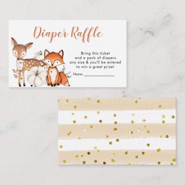 Tarjeta De Recepción Woodland Oh Boy Pumpkin Baby Shower Diaper Raffle (Anverso / Reverso)
