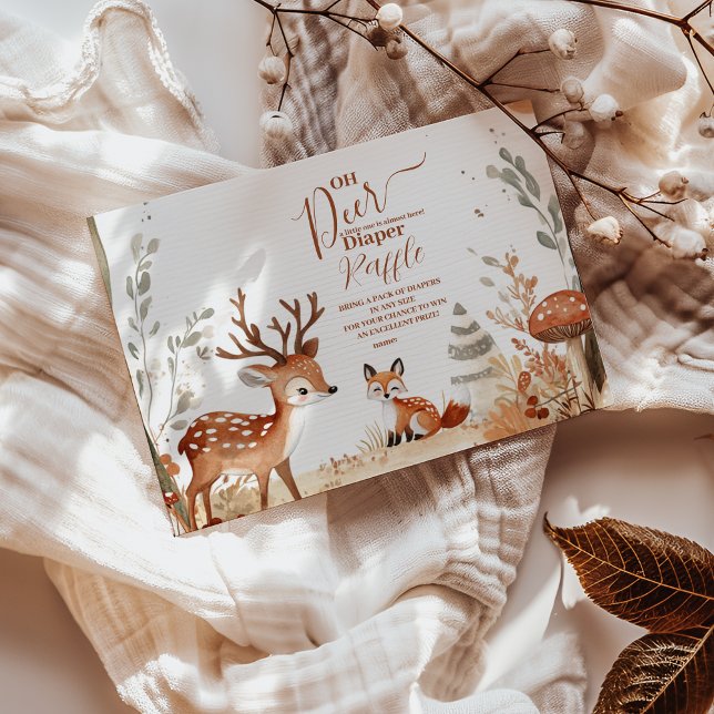 Tarjeta De Recepción Woodland Oh Deer Forest Diapper Raffle (Subido por el creador)