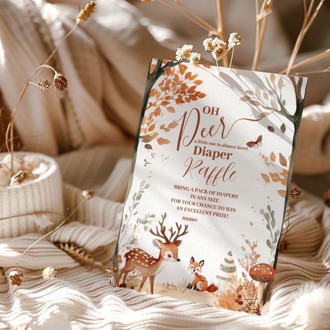 Tarjeta De Recepción Woodland Oh Deer Forest Diapper Raffle (Subido por el creador)
