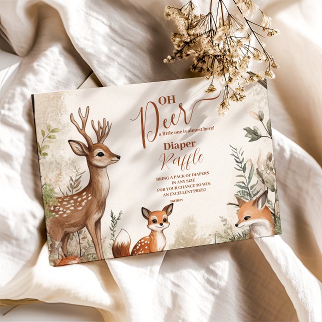 Tarjeta De Recepción Woodland Oh Deer Tema Diapper Raffle (Subido por el creador)