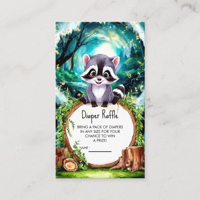 Tarjeta De Recepción Woodland Raccoon Baby Shower (Anverso)
