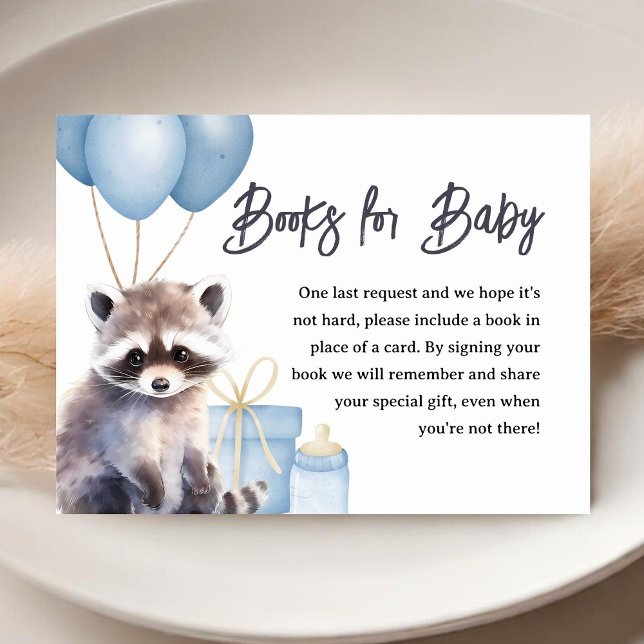 Tarjeta De Recepción Woodland Raccoon Baby Shower Books Para El Bebé (Subido por el creador)