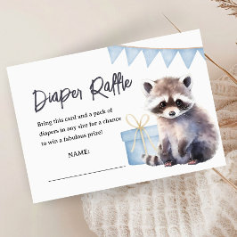 Tarjeta De Recepción Woodland Raccoon Baby Shower Boy Diaper Raffle