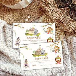 Tarjeta De Recepción Woodland Safari Circus Diaper Raffle Baby Shower