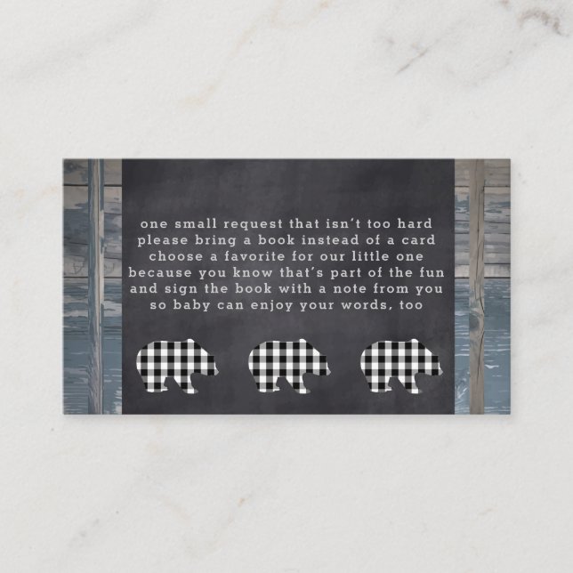 Tarjeta De Recepción Woodland Shower Bear Book Request Insert Cards (Anverso)