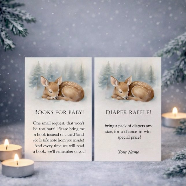 Tarjeta De Recepción Woodland Sleeping Baby Deer Winter Diaper Raffle (Woodland Sleeping Baby Deer Winter Diaper Raffle Enclosure Card)