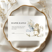 Woodland Squirrel Diaper Raffle Baby Shower Card