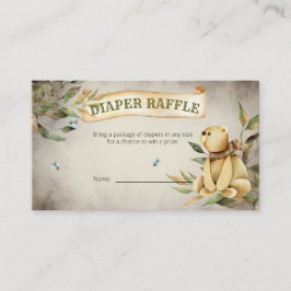 Tarjeta De Recepción Woodland Teddy Bear Boy Baby Shower Diaper Raffle
