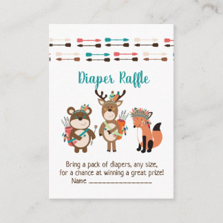 Tarjeta De Recepción Woodland Tribal Boho Baby Shower Diaper Raffle