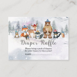 Tarjeta De Recepción Woodland Winter Animals Diaper Raffle