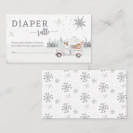 Tarjeta De Recepción Woodland Winter Baby Shower Diaper Raffle